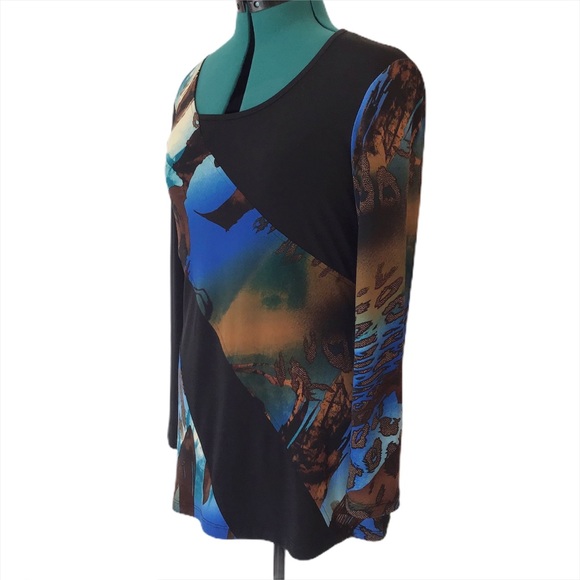 Softworks Abstract Pattern & Black Blocked Top, M - Picture 4 of 16